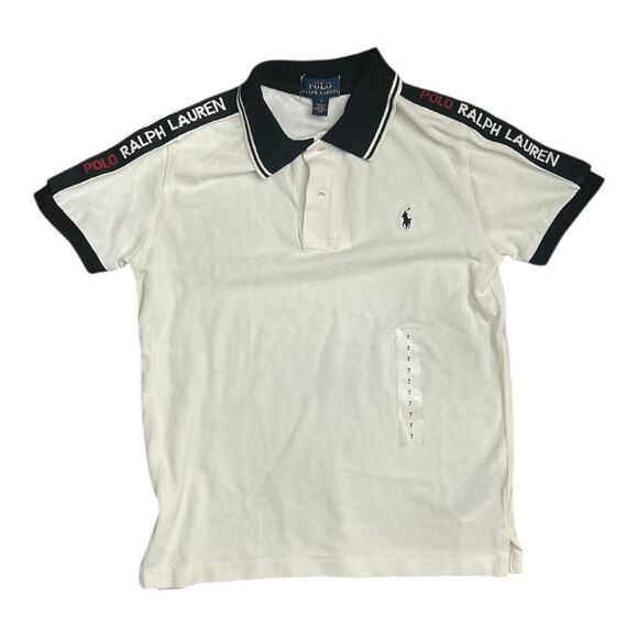 CHAMPION Boys Graphic Polo Ralph Lauren Shirt White Cotton - Picture 1 of 5